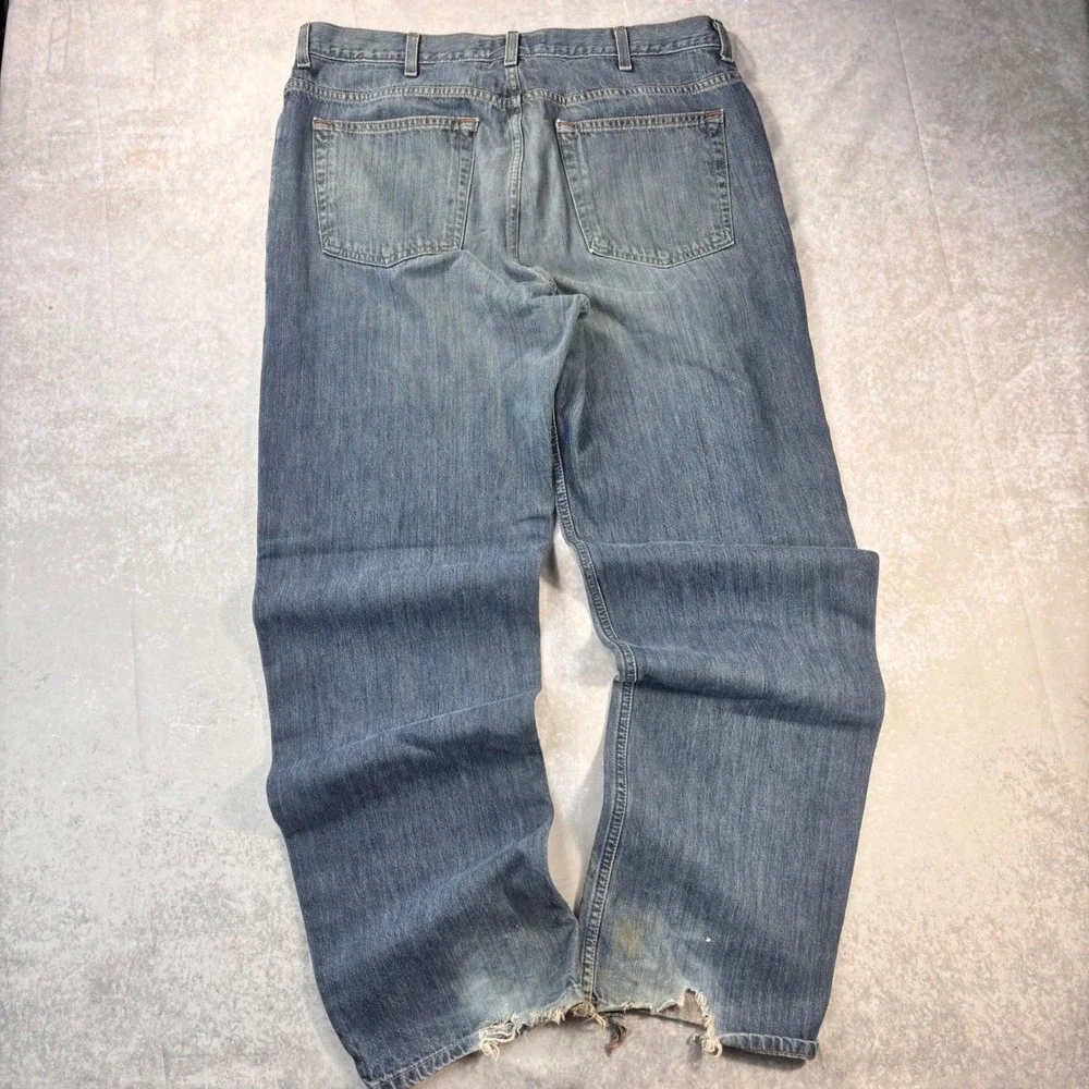 Vintage Y2K Old Navy Baggy Wide Leg Jeans 38x34 Distressed Skater Grunge Denim